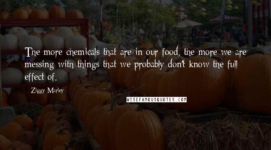 Ziggy Marley Quotes: The more chemicals that are in our food, the more we are messing with things that we probably don't know the full effect of.