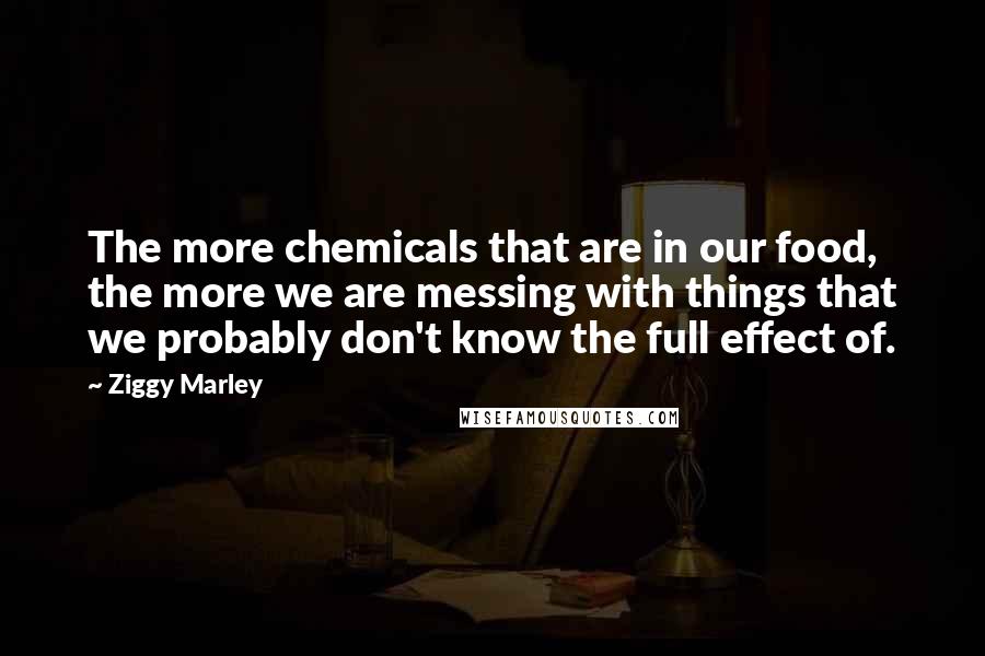 Ziggy Marley Quotes: The more chemicals that are in our food, the more we are messing with things that we probably don't know the full effect of.
