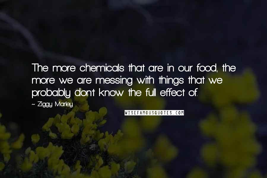 Ziggy Marley Quotes: The more chemicals that are in our food, the more we are messing with things that we probably don't know the full effect of.