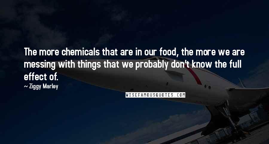Ziggy Marley Quotes: The more chemicals that are in our food, the more we are messing with things that we probably don't know the full effect of.