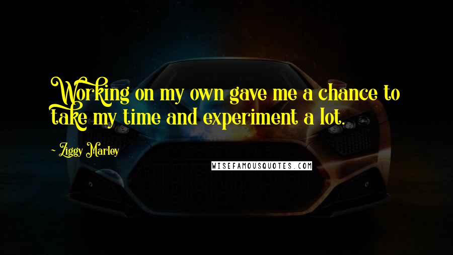 Ziggy Marley Quotes: Working on my own gave me a chance to take my time and experiment a lot.