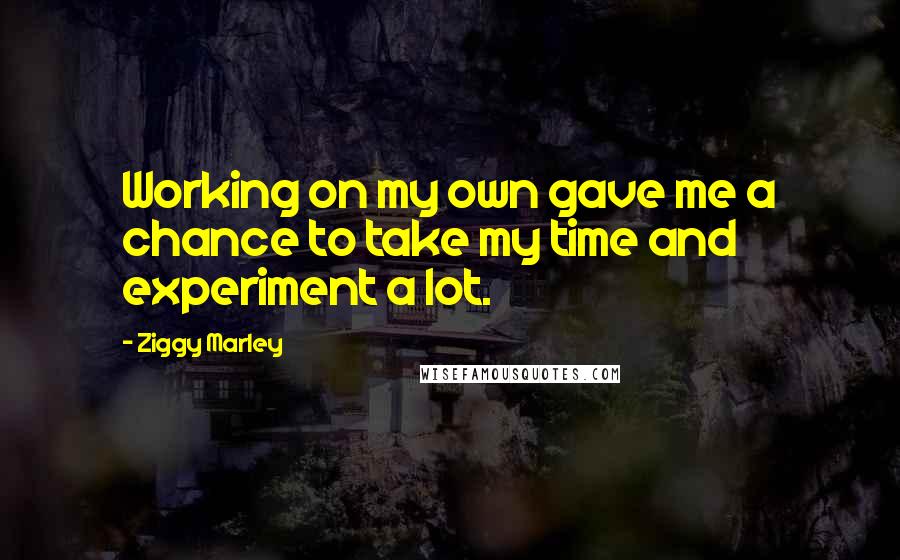 Ziggy Marley Quotes: Working on my own gave me a chance to take my time and experiment a lot.