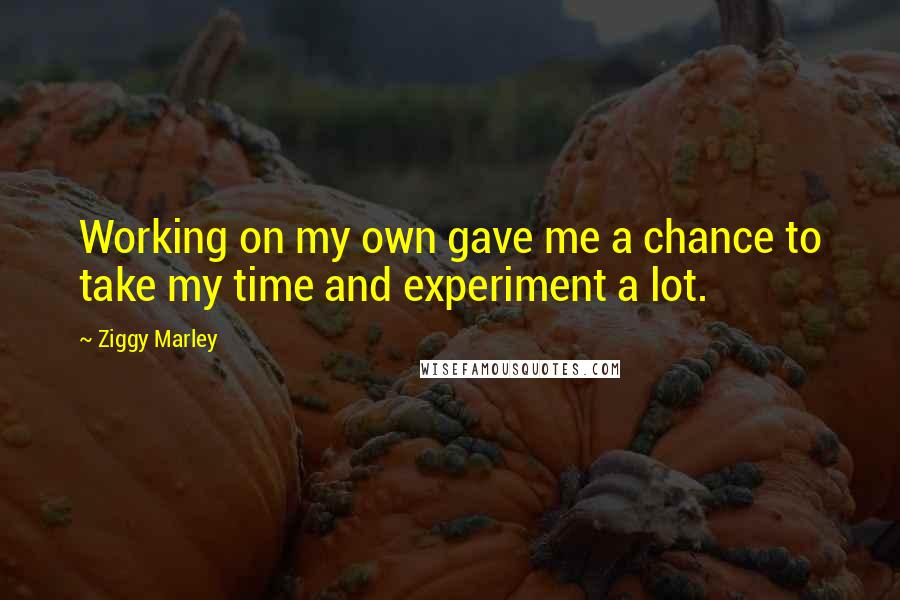 Ziggy Marley Quotes: Working on my own gave me a chance to take my time and experiment a lot.