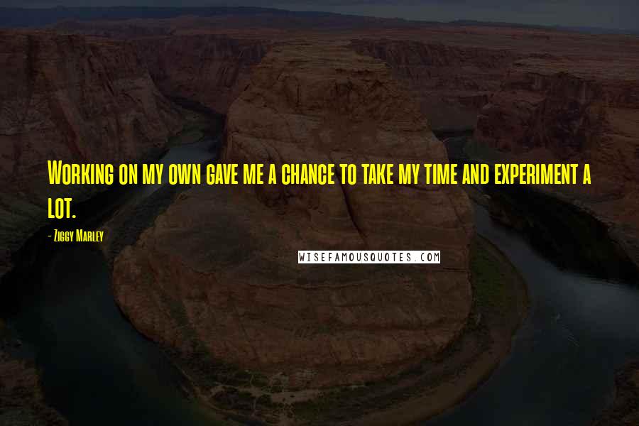 Ziggy Marley Quotes: Working on my own gave me a chance to take my time and experiment a lot.