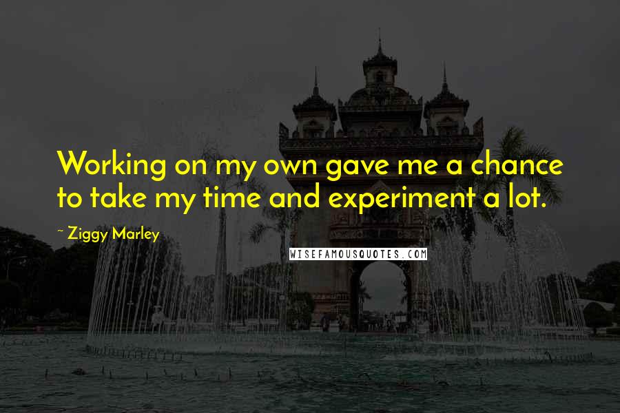 Ziggy Marley Quotes: Working on my own gave me a chance to take my time and experiment a lot.