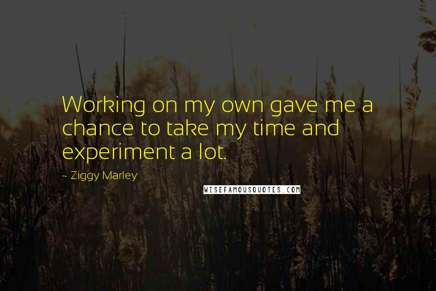 Ziggy Marley Quotes: Working on my own gave me a chance to take my time and experiment a lot.