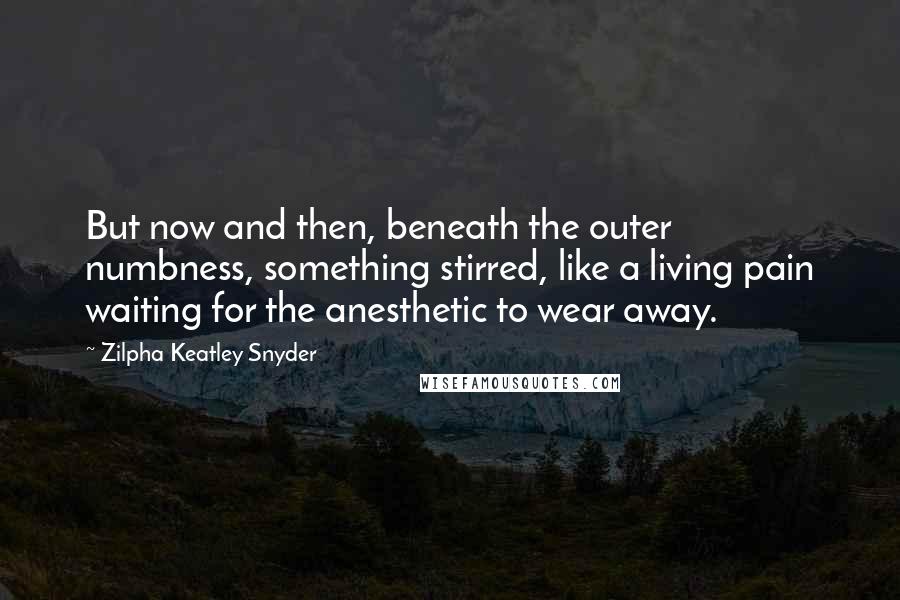 Zilpha Keatley Snyder Quotes: But now and then, beneath the outer numbness, something stirred, like a living pain waiting for the anesthetic to wear away.