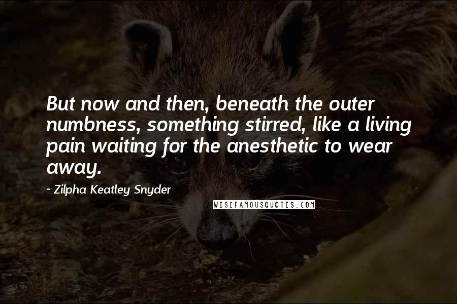 Zilpha Keatley Snyder Quotes: But now and then, beneath the outer numbness, something stirred, like a living pain waiting for the anesthetic to wear away.