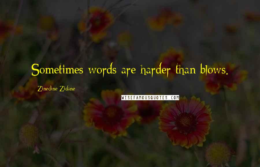 Zinedine Zidane Quotes: Sometimes words are harder than blows.