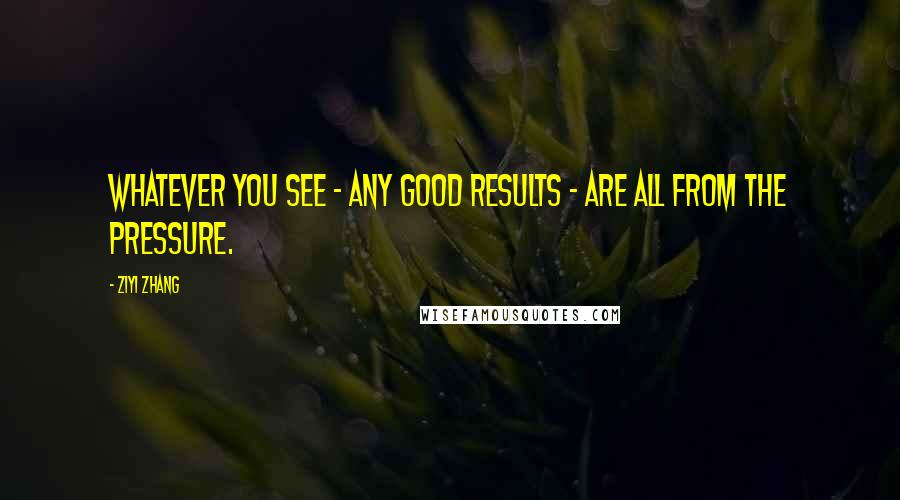 Ziyi Zhang Quotes: Whatever you see - any good results - are all from the pressure.