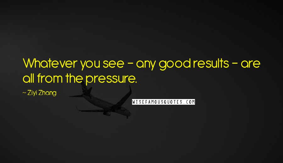 Ziyi Zhang Quotes: Whatever you see - any good results - are all from the pressure.