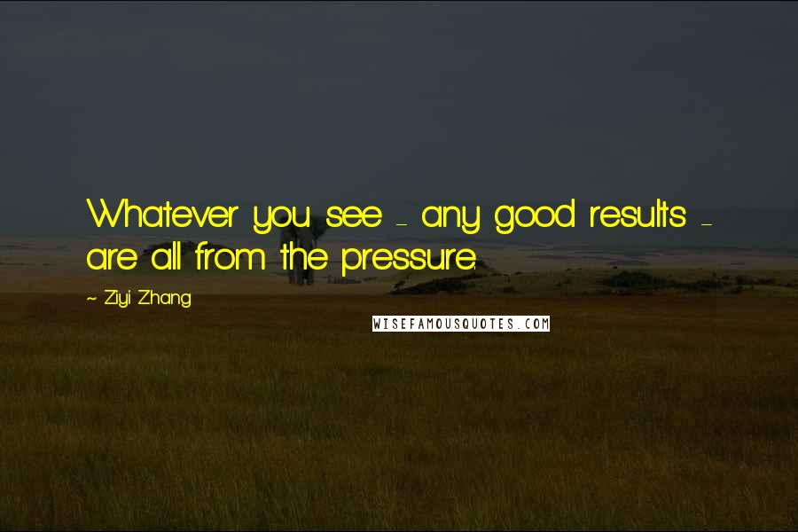 Ziyi Zhang Quotes: Whatever you see - any good results - are all from the pressure.