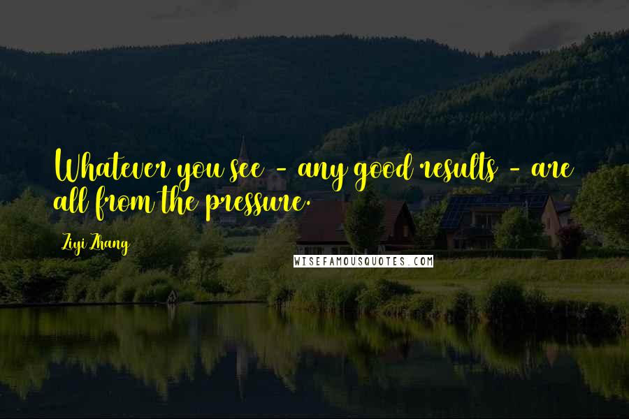 Ziyi Zhang Quotes: Whatever you see - any good results - are all from the pressure.