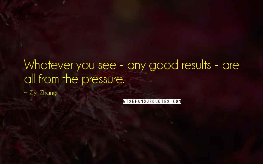 Ziyi Zhang Quotes: Whatever you see - any good results - are all from the pressure.