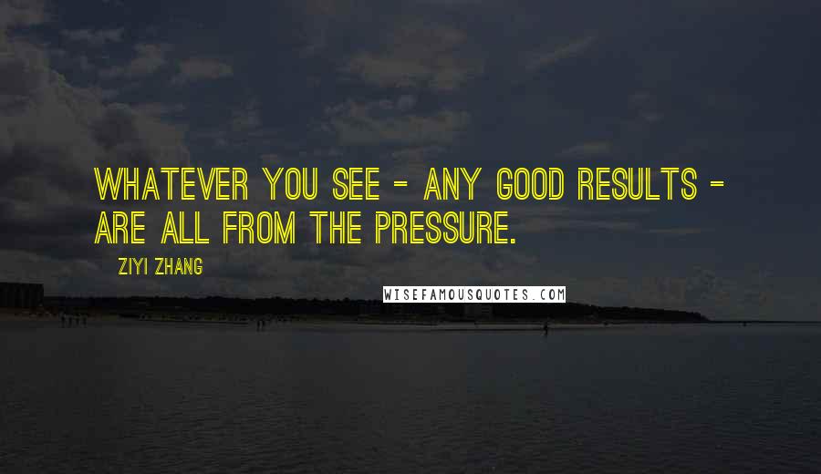 Ziyi Zhang Quotes: Whatever you see - any good results - are all from the pressure.