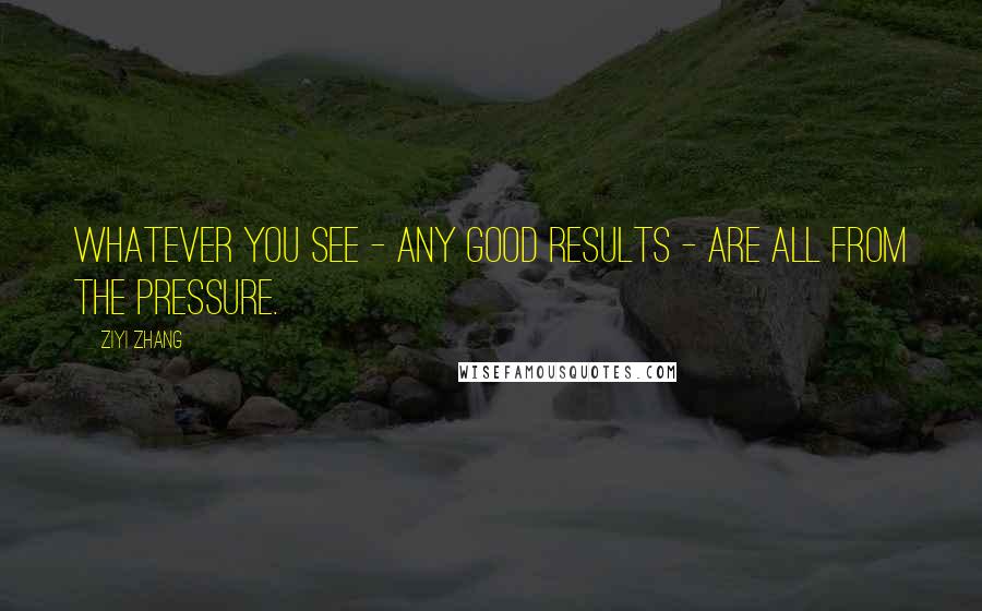 Ziyi Zhang Quotes: Whatever you see - any good results - are all from the pressure.