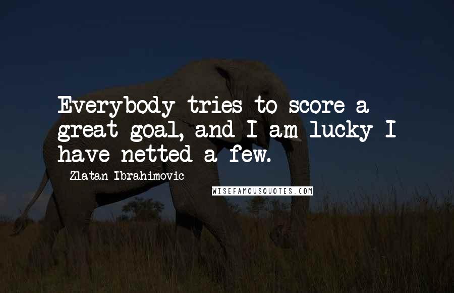 Zlatan Ibrahimovic Quotes: Everybody tries to score a great goal, and I am lucky I have netted a few.