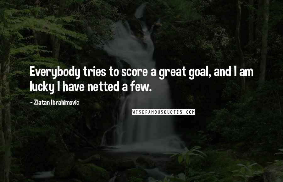 Zlatan Ibrahimovic Quotes: Everybody tries to score a great goal, and I am lucky I have netted a few.