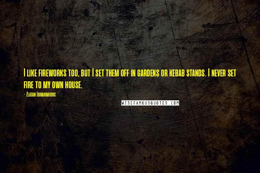 Zlatan Ibrahimovic Quotes: I like fireworks too, but I set them off in gardens or kebab stands. I never set fire to my own house.