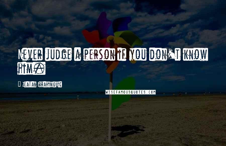 Zlatan Ibrahimovic Quotes: Never judge a person if you don't know him.