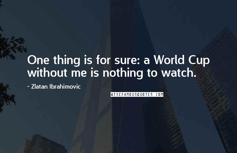 Zlatan Ibrahimovic Quotes: One thing is for sure: a World Cup without me is nothing to watch.