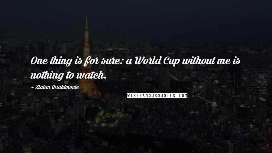 Zlatan Ibrahimovic Quotes: One thing is for sure: a World Cup without me is nothing to watch.