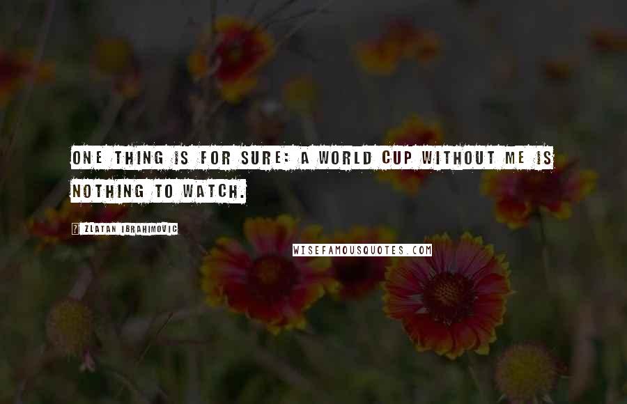 Zlatan Ibrahimovic Quotes: One thing is for sure: a World Cup without me is nothing to watch.