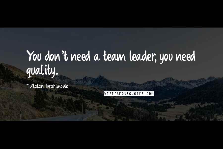 Zlatan Ibrahimovic Quotes: You don't need a team leader, you need quality.