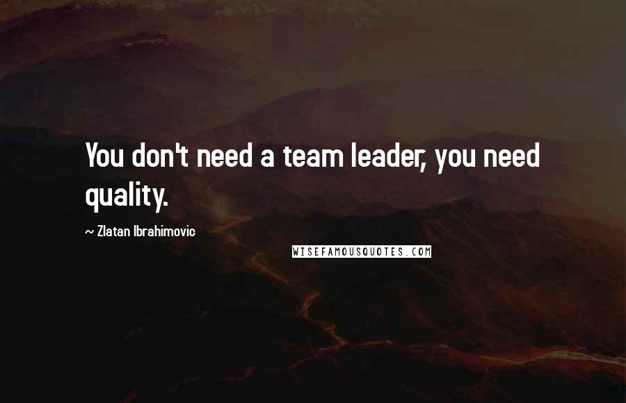 Zlatan Ibrahimovic Quotes: You don't need a team leader, you need quality.