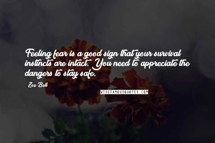 Zoe Bell Quotes: Feeling fear is a good sign that your survival instincts are intact. You need to appreciate the dangers to stay safe.