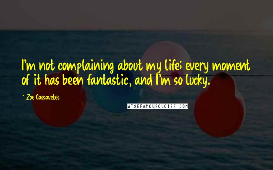 Zoe Cassavetes Quotes: I'm not complaining about my life; every moment of it has been fantastic, and I'm so lucky.