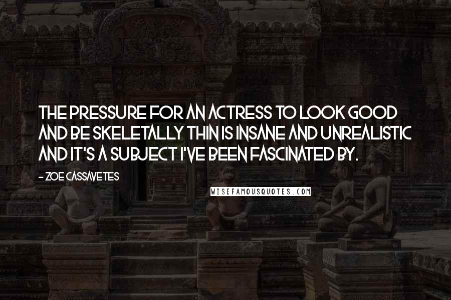 Zoe Cassavetes Quotes: The pressure for an actress to look good and be skeletally thin is insane and unrealistic and it's a subject I've been fascinated by.