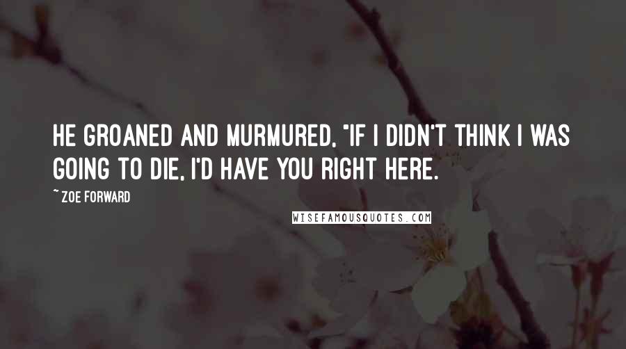 Zoe Forward Quotes: He groaned and murmured, "If I didn't think I was going to die, I'd have you right here.