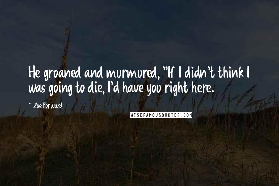 Zoe Forward Quotes: He groaned and murmured, "If I didn't think I was going to die, I'd have you right here.