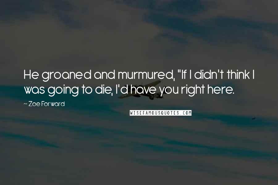 Zoe Forward Quotes: He groaned and murmured, "If I didn't think I was going to die, I'd have you right here.