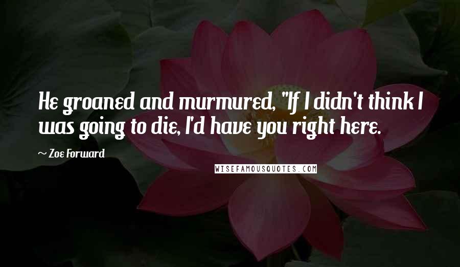 Zoe Forward Quotes: He groaned and murmured, "If I didn't think I was going to die, I'd have you right here.