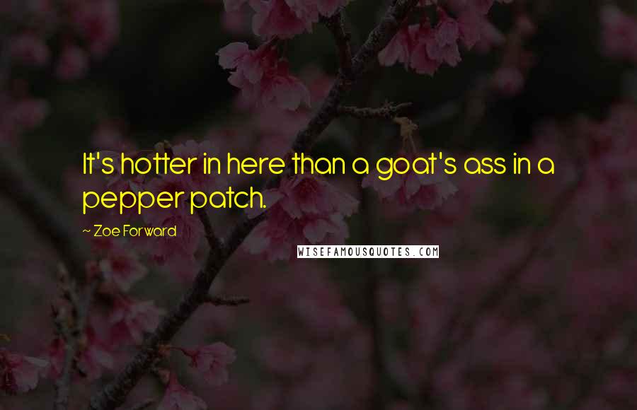 Zoe Forward Quotes: It's hotter in here than a goat's ass in a pepper patch.