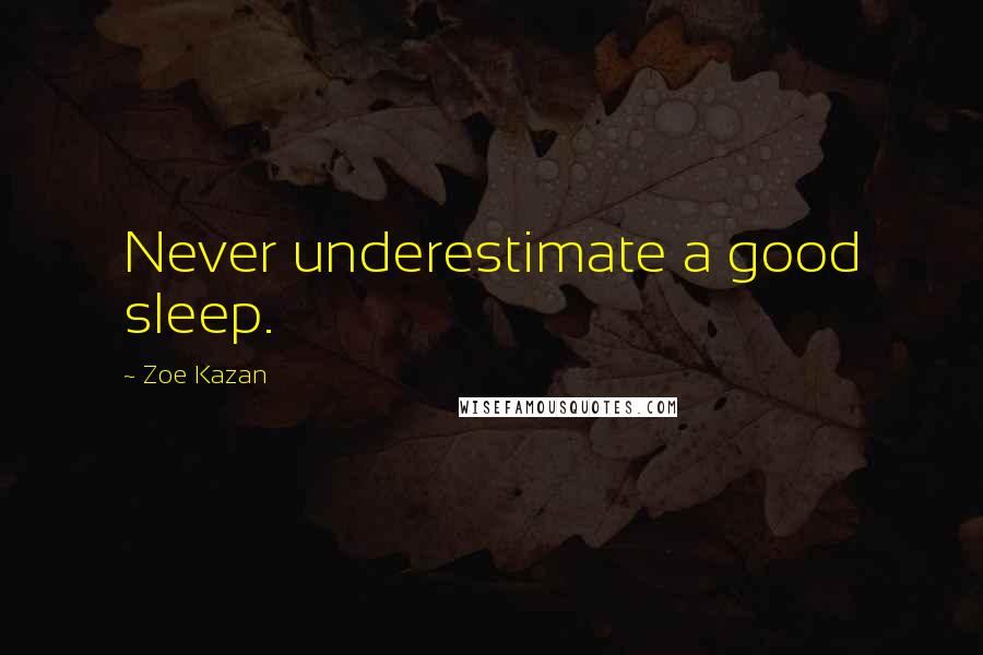 Zoe Kazan Quotes: Never underestimate a good sleep.