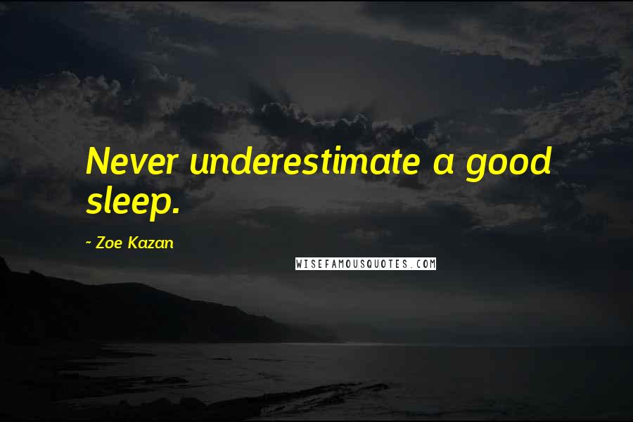 Zoe Kazan Quotes: Never underestimate a good sleep.