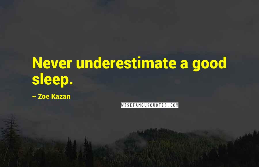 Zoe Kazan Quotes: Never underestimate a good sleep.