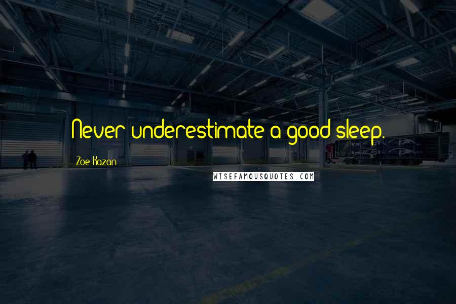 Zoe Kazan Quotes: Never underestimate a good sleep.