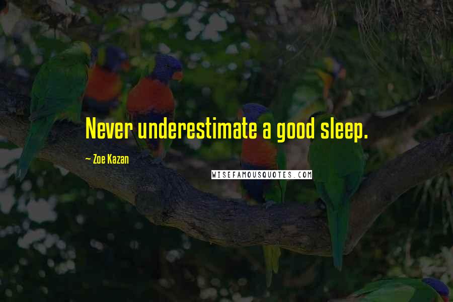 Zoe Kazan Quotes: Never underestimate a good sleep.