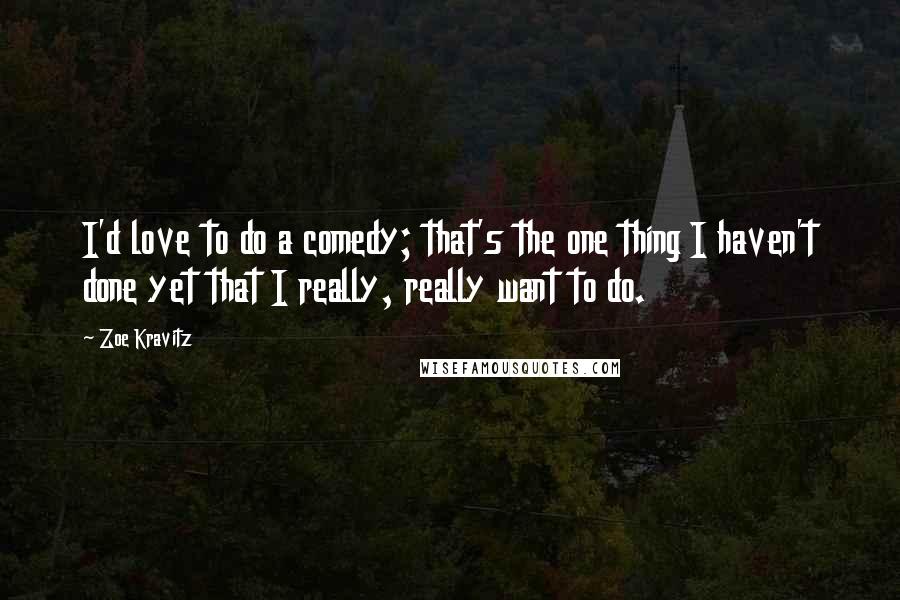 Zoe Kravitz Quotes: I'd love to do a comedy; that's the one thing I haven't done yet that I really, really want to do.