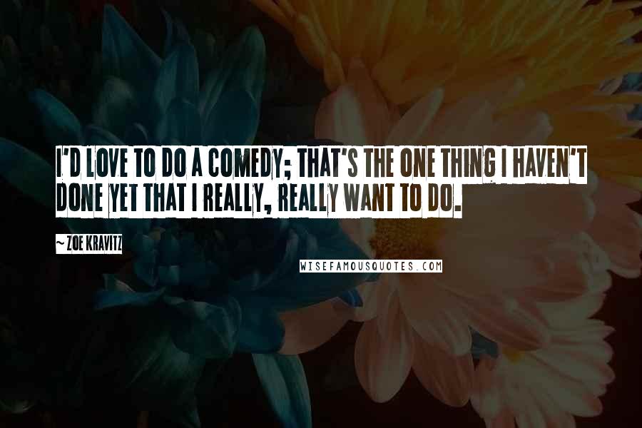 Zoe Kravitz Quotes: I'd love to do a comedy; that's the one thing I haven't done yet that I really, really want to do.