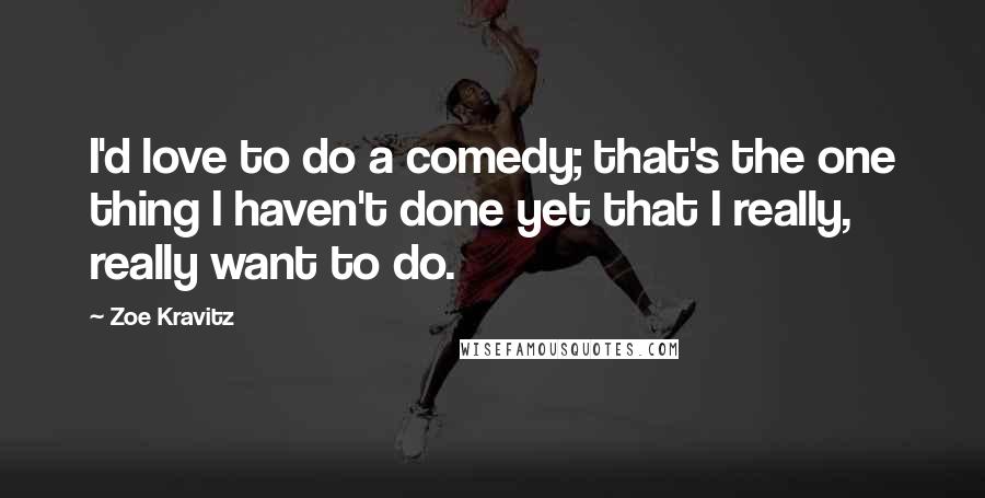 Zoe Kravitz Quotes: I'd love to do a comedy; that's the one thing I haven't done yet that I really, really want to do.