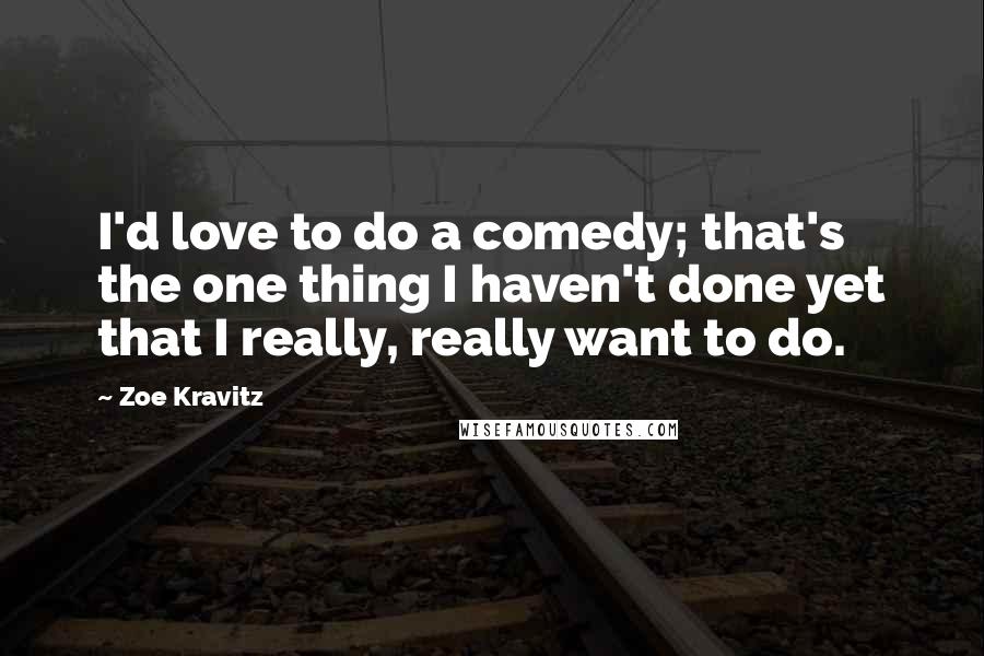 Zoe Kravitz Quotes: I'd love to do a comedy; that's the one thing I haven't done yet that I really, really want to do.