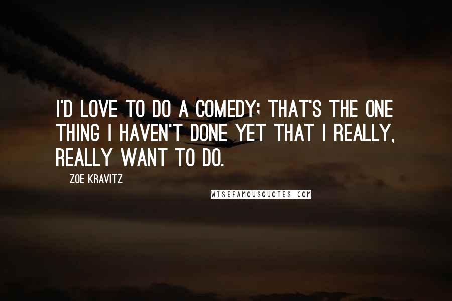Zoe Kravitz Quotes: I'd love to do a comedy; that's the one thing I haven't done yet that I really, really want to do.