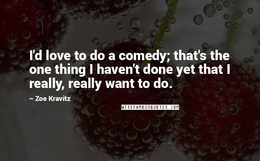 Zoe Kravitz Quotes: I'd love to do a comedy; that's the one thing I haven't done yet that I really, really want to do.