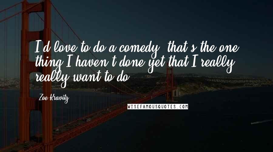 Zoe Kravitz Quotes: I'd love to do a comedy; that's the one thing I haven't done yet that I really, really want to do.