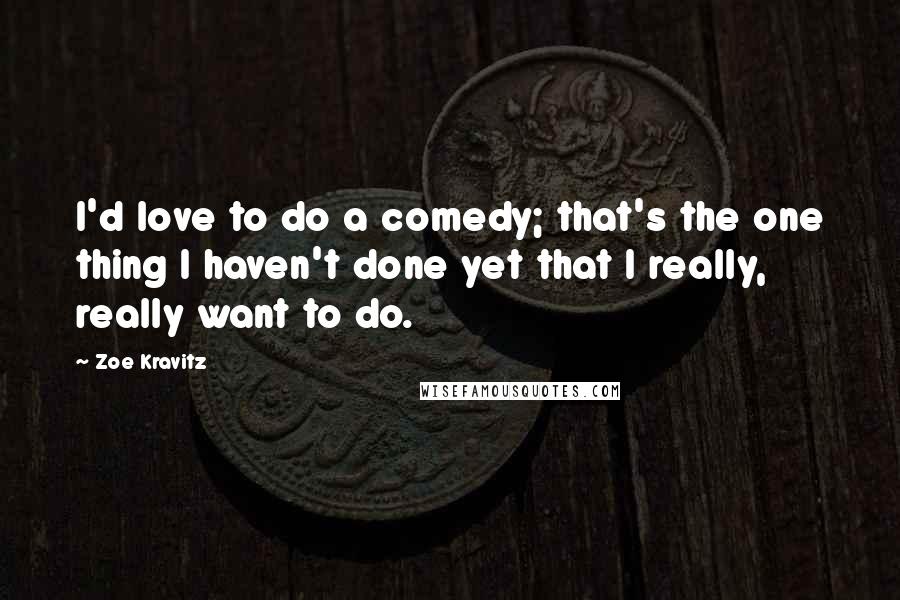 Zoe Kravitz Quotes: I'd love to do a comedy; that's the one thing I haven't done yet that I really, really want to do.